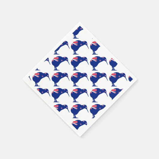 Serviette En Papier Drapeau néo-zélandais avec Kiwi SIlhouette (Coin)