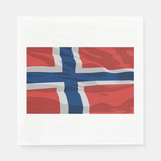 Serviette En Papier Drapeau Norvège Rouge Et Bleu (Devant)