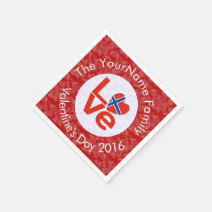 Serviette En Papier Drapeau norvégien Red Lettre LOVE Heart Valentine