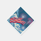 Serviette En Papier Drapeau patriotique américain avec feux d'artifice (Coin)