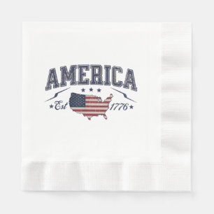 Serviette En Papier Drapeau patriotique américain USA Est 1776 4 juill