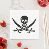 Serviette En Papier Drapeau pirate crâne épées croisées (En situation)