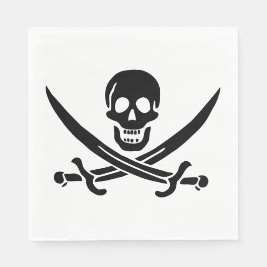 Serviette En Papier Drapeau pirate crâne épées croisées (Devant)