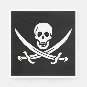 Serviette En Papier Drapeau pirate crâne épées croisées