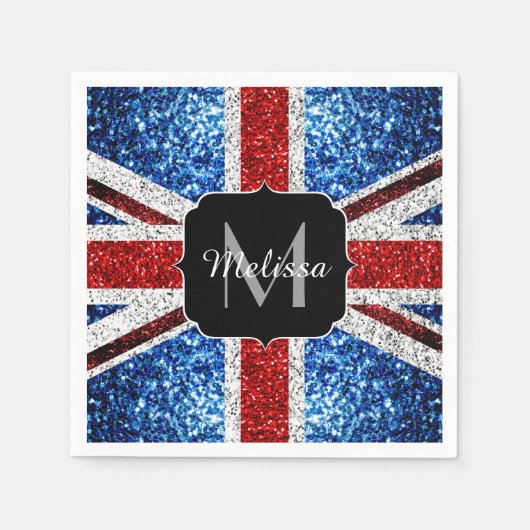 Serviette En Papier Drapeau rouge bleu blanc brillant parties scintill (Devant)