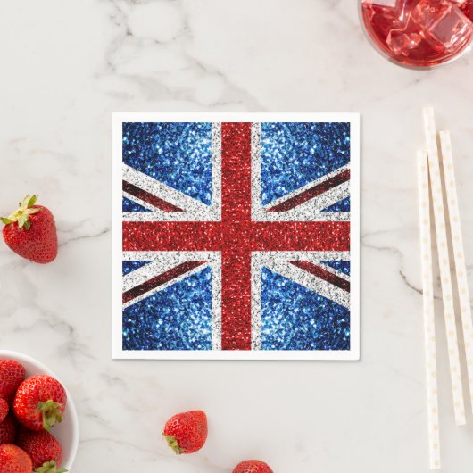 Serviette En Papier Drapeau rouge bleu blanc brillant parties scintill (En situation)