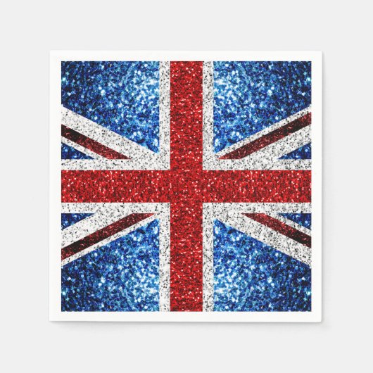 Serviette En Papier Drapeau rouge bleu blanc brillant parties scintill (Devant)