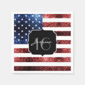 Serviette En Papier Drapeau rouge bleu étincelant parties scintillant  (Devant)