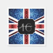 Serviette En Papier Drapeau rouge bleu étincelant parties scintillant  (Devant)