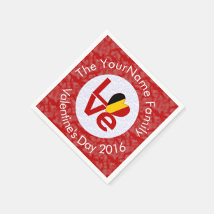 Serviette En Papier Drapeau rouge LOVE personnalisé de Belgique 