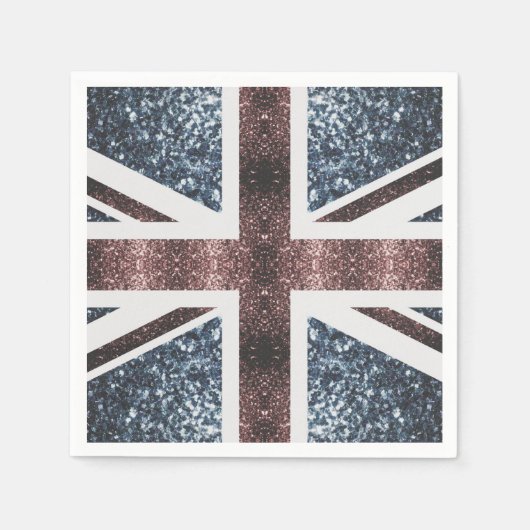 Serviette En Papier Drapeau rustique UK rouge bleu étincelants parties (Devant)