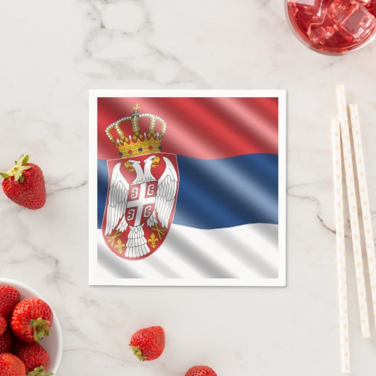 Serviette En Papier Drapeau serbe (En situation)