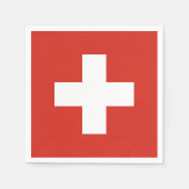 Serviette En Papier Drapeau Suisse - croix blanche (Devant)