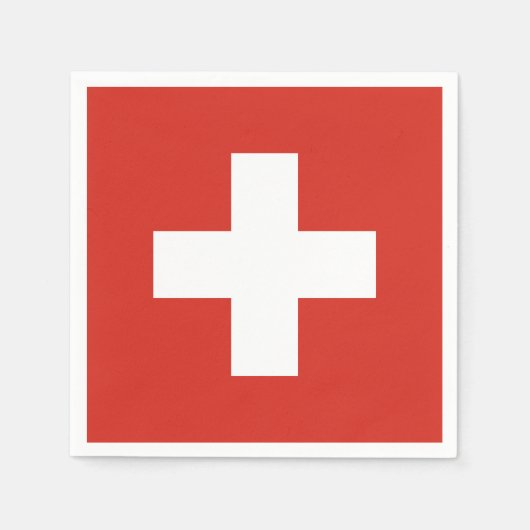 Serviette En Papier Drapeau Suisse - croix blanche (Devant)