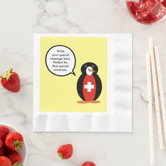 Serviette En Papier Drapeau suisse Parlant M. Penguin (En situation)
