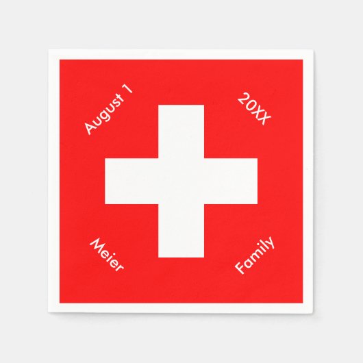 Serviette En Papier Drapeau suisse personnalisé Suisse (Devant)