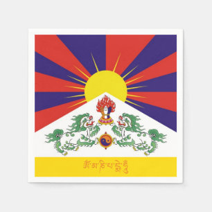 Serviette En Papier Drapeau Tibet & Lions de Neige, mantra - L'Himalay