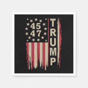 Serviette En Papier Drapeau Trump 45 47 Vintage Rétro Amérique USA