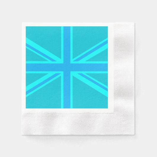 Serviette En Papier Drapeau Turquoise Union Jack britannique (Devant)