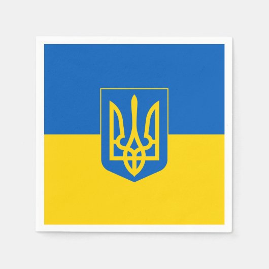 Serviette En Papier Drapeau ukrainien avec armoiries (Devant)