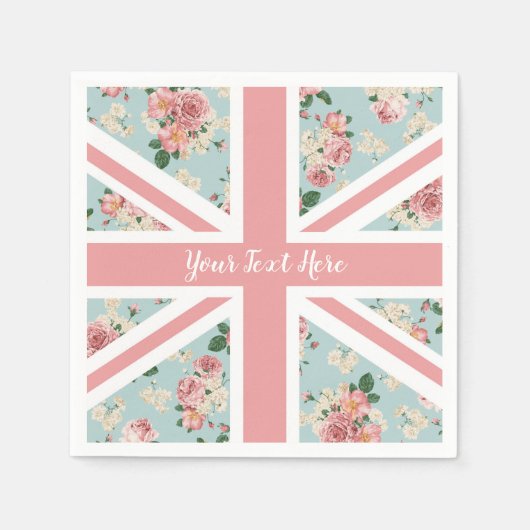 Serviette En Papier Drapeau Union Jack Rose (Devant)