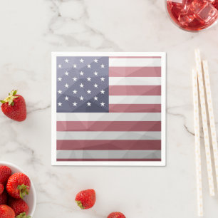 Serviette En Papier Drapeau USA Rouge Blanc Bleu Amérique Maillage Géo