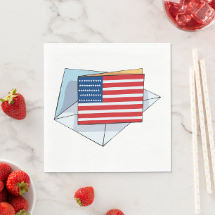 Serviette En Papier Drapeau USA Sur Carte