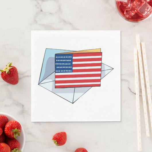 Serviette En Papier Drapeau USA Sur Carte (En situation)