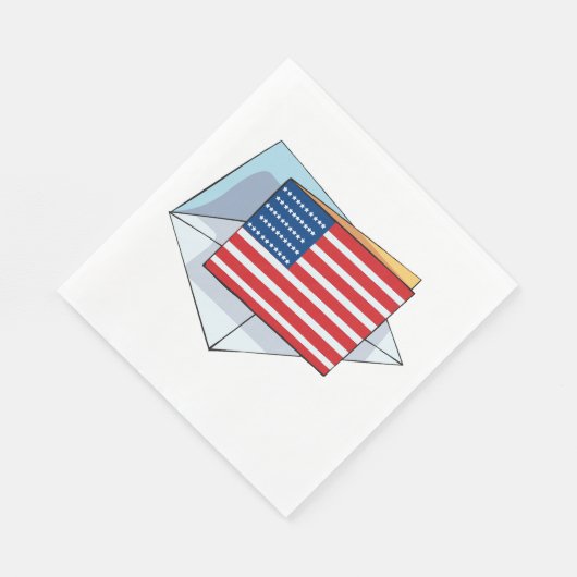 Serviette En Papier Drapeau USA Sur Carte (Coin)