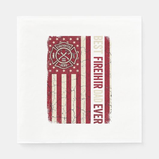 Serviette En Papier Drapeau vertical vintage papa pompier (Devant)
