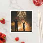 Serviette En Papier Drapeaux 4 juillet et feux d'artifice (En situation)