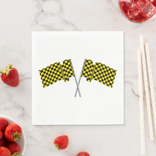 Serviette En Papier Drapeaux De Course Jaune Et Noir (En situation)