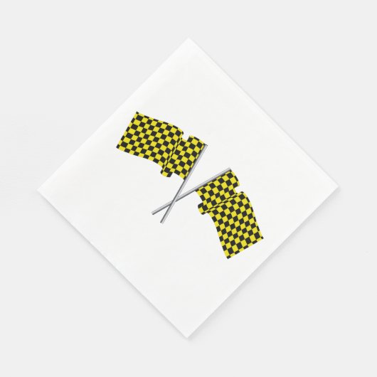 Serviette En Papier Drapeaux De Course Jaune Et Noir (Coin)
