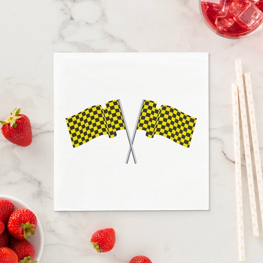 Serviette En Papier Drapeaux De Course Jaune Et Noir