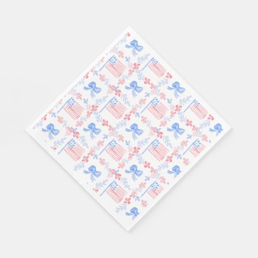 Serviette En Papier Drapeaux et arcs patriotiques 4 juillet aquarelle (Coin)