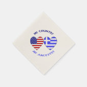 Serviette En Papier Drapeaux grecs et américains Coeurs Pays Ancêtres (Coin)