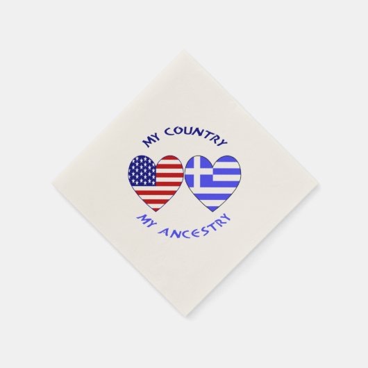Serviette En Papier Drapeaux grecs et américains Coeurs Pays Ancêtres (Coin)