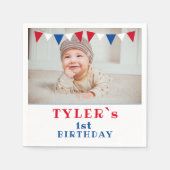 Serviette En Papier Drapeaux mignons 1er anniversaire Photo Anniversai (Devant)