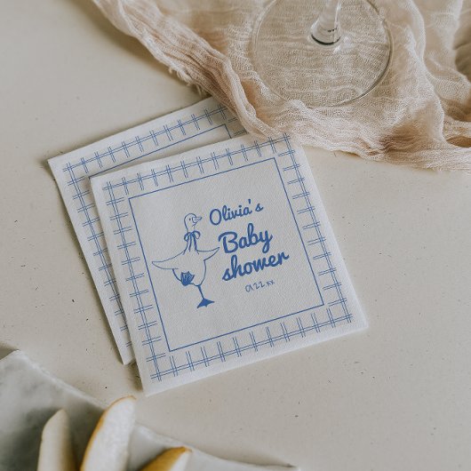 Serviette En Papier Drawn Blue Silly Goose Classic Baby Boy Shower