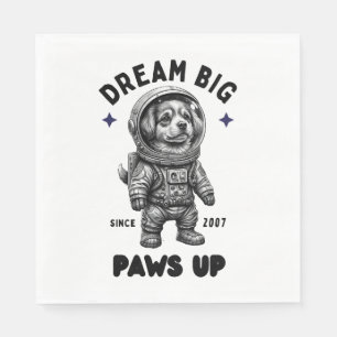 Serviette En Papier Dream Big Paws Up Astronaut Chien