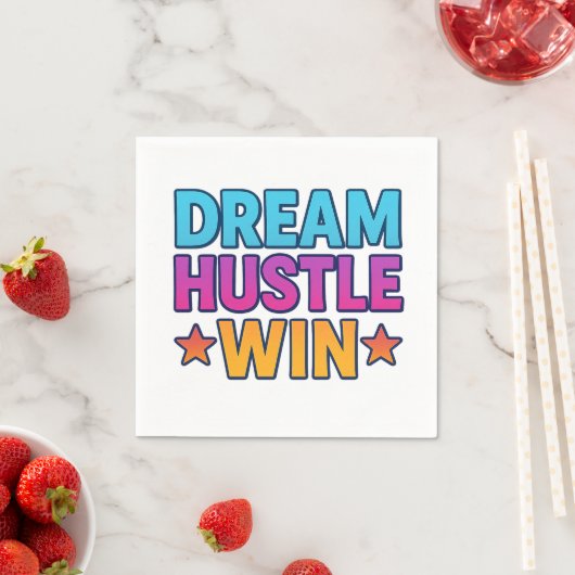Serviette En Papier DREAM HUSTLE WIN Motivation Papier Napkin (En situation)