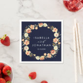 Serviette En Papier Dream Peach et Navy Rustic mariage Personnalisé (En situation)