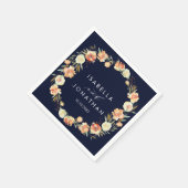 Serviette En Papier Dream Peach et Navy Rustic mariage Personnalisé (Coin)
