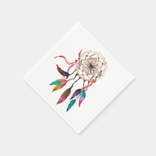 Serviette En Papier Dreamcatcher de Bohème en peinture vibrante
