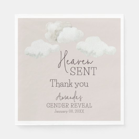 Serviette En Papier Dreamy Beige Neutral Ciel Envoyé Genre Révélation (Devant)