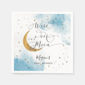 Serviette En Papier Dreamy Blue Gold sur le Baby shower de la lune (Devant)