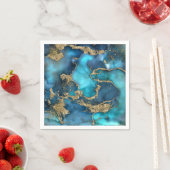 Serviette En Papier Dreamy Blue Turquoise et or (En situation)
