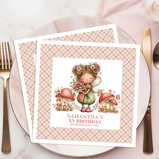Serviette En Papier Dreamy Fairy Whimsical Floral Birthday Party Napki