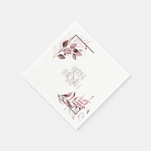 Serviette En Papier Dreamy Foliage Mariage V2 Bourgogne ID817 (Coin)