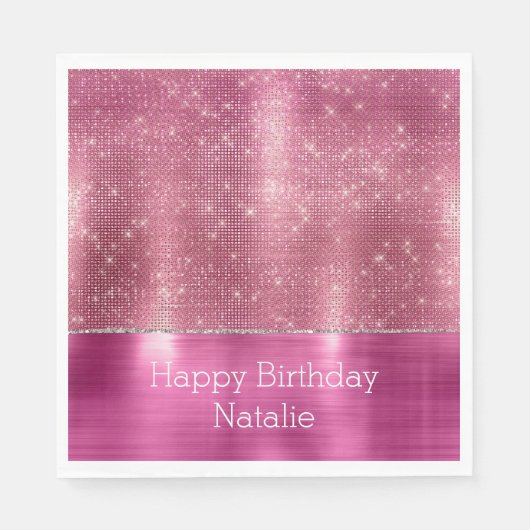 Serviette En Papier Dreamy Glitzy rose étincelant (Devant)